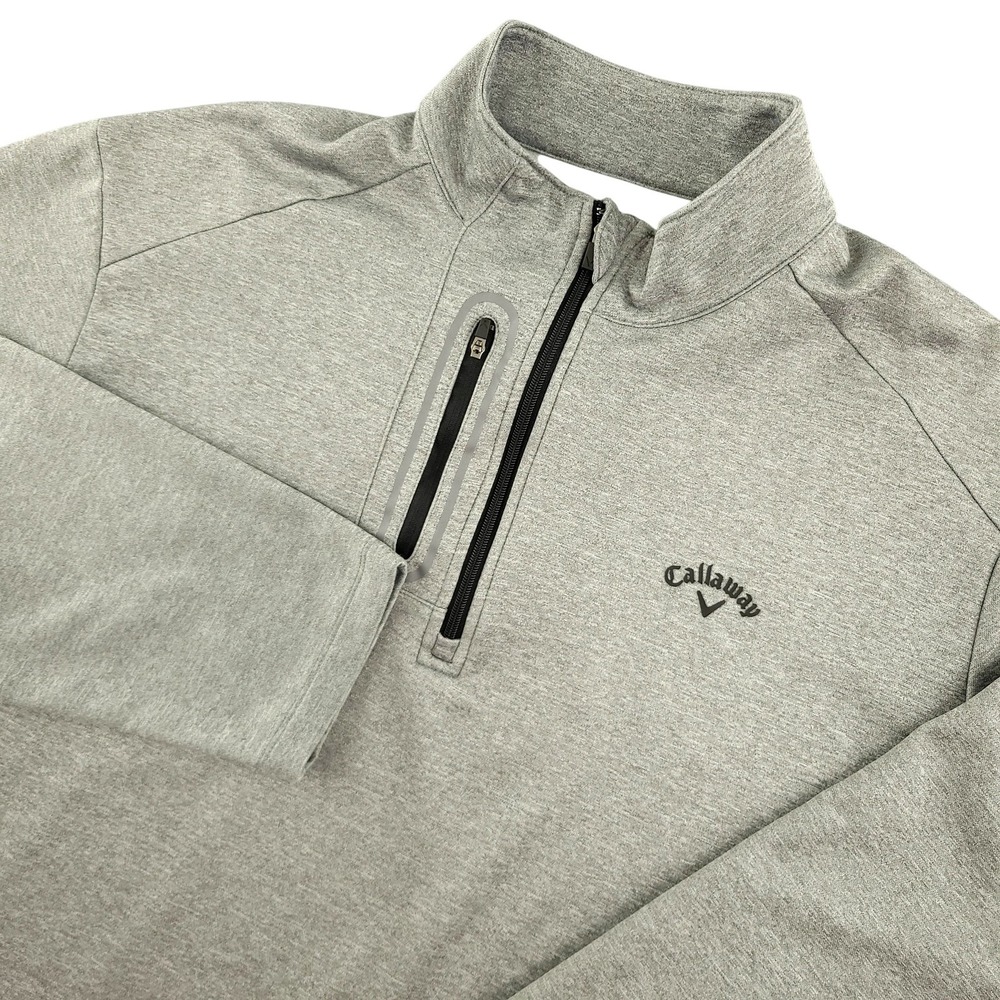 Callaway Pullover Mens 2XL Gray 1/4 Zip Long Sleeve Golf Fleece Thermal Top